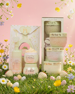 P.Louise Easter Skin Reset Bundle features chocolate strawberries Obsessed For Less and Hop Into Self Care Bath & Body Set Bundle